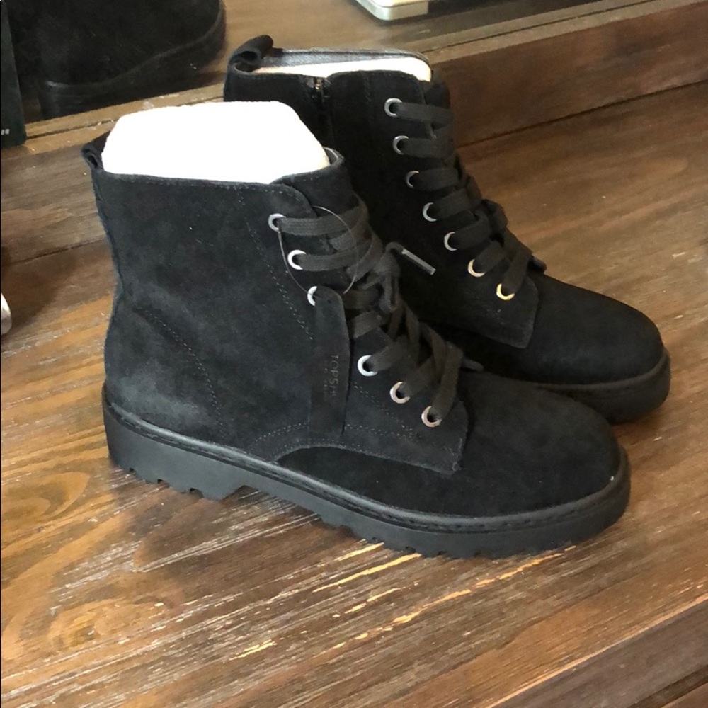 Never before worn black suede booties
